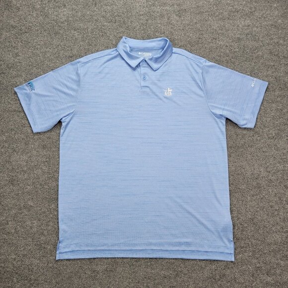Columbia Polo Shirt Mens XL Blue Short Sleeve Golf Performance Embroidered Logo - Picture 1 of 11